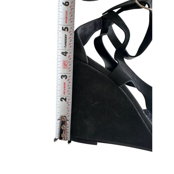 HERMES Black Suede Ankle Strap Wedges Sandals Size 8 - Picture 12 of 12